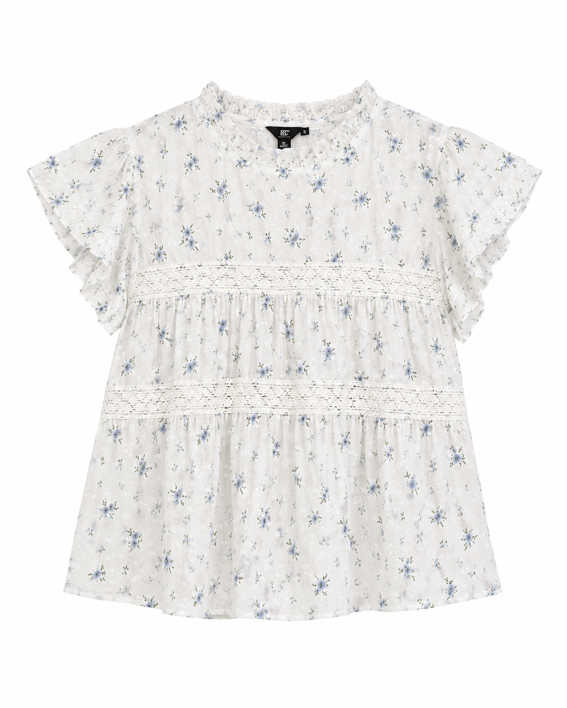 Vero Moda – Floral Lace Trim Ruffle Blouse