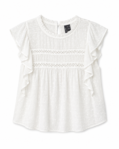 VM White Ruffle Blouse
