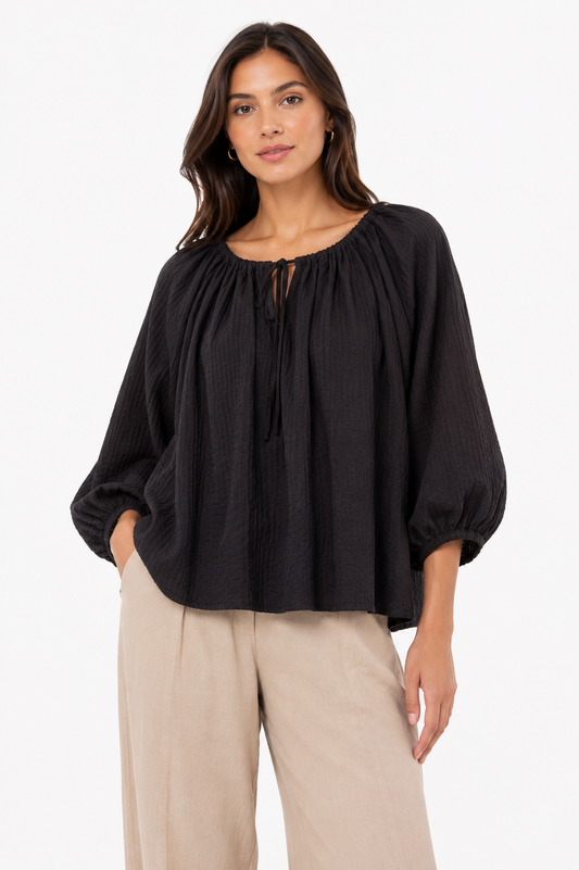 H&M Textured Peasant Blouse – Product Description