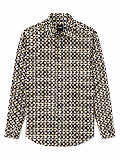 Elevated and fashion-forward, this premium BOSS Menswear long-sleeve shirt