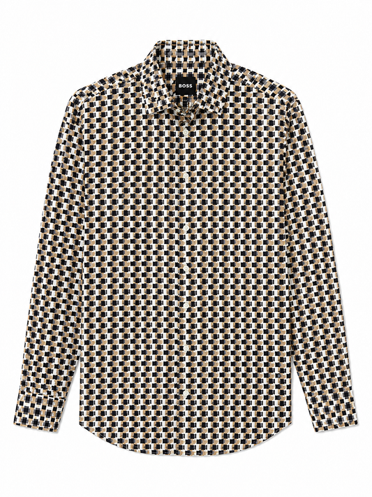 Elevated and fashion-forward, this premium BOSS Menswear long-sleeve shirt