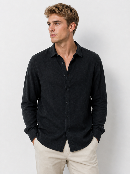 C&A Linen Shirt – Washed Black / Charcoal