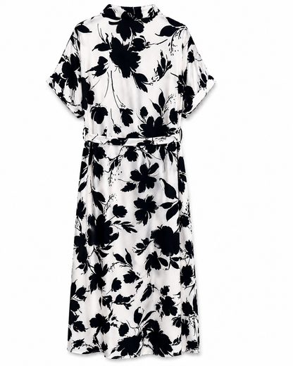 LCW Vision Floral Shirt Dress – Black & White