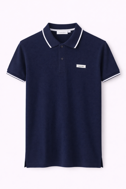 Calvin Klein Navy Tipped Collar Polo