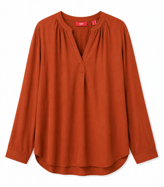 Esprit – Relaxed V-Neck Long Sleeve Top