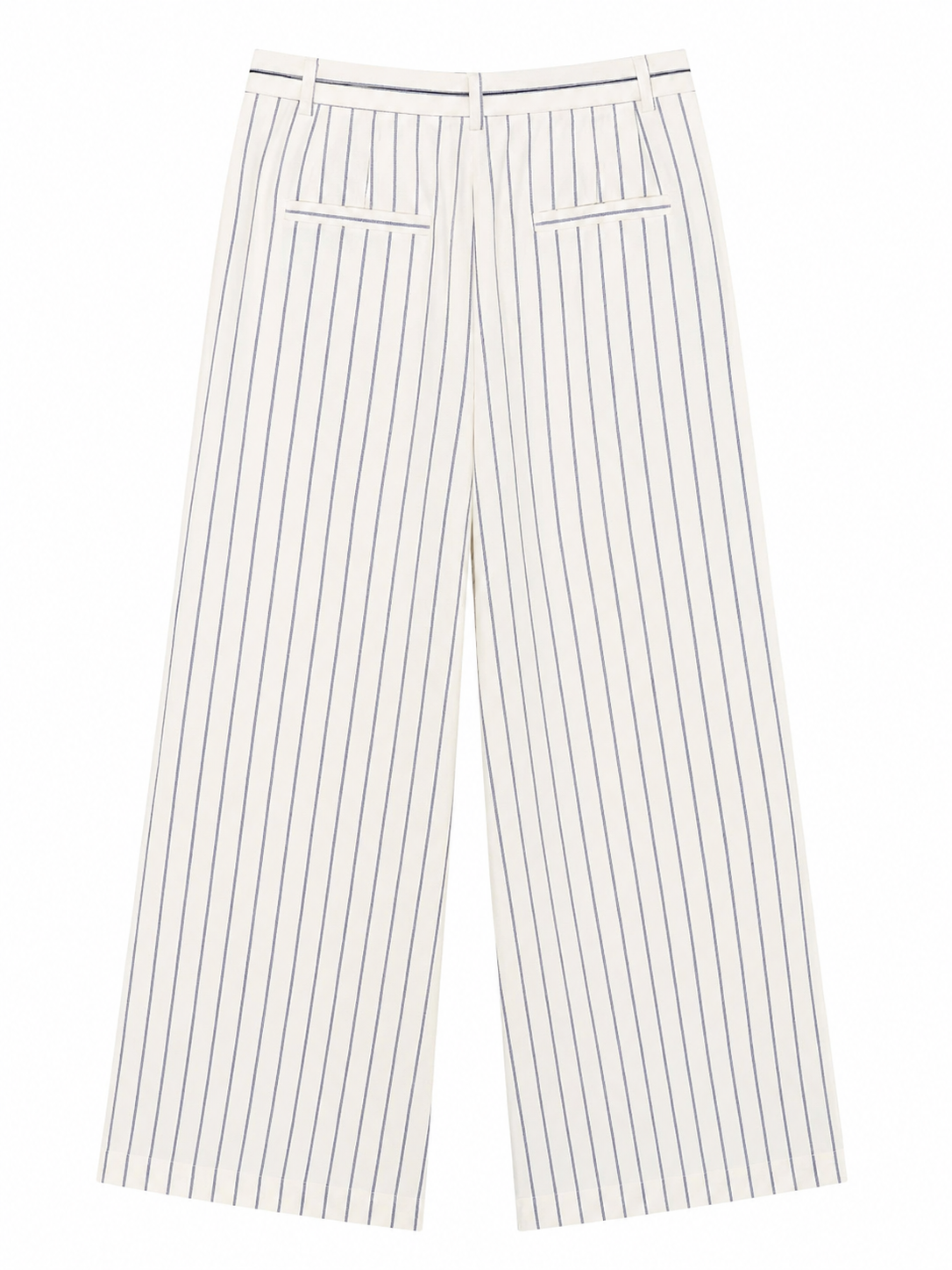 Abercrombie & Fitch Striped Wide-Leg Trousers – White & Blue