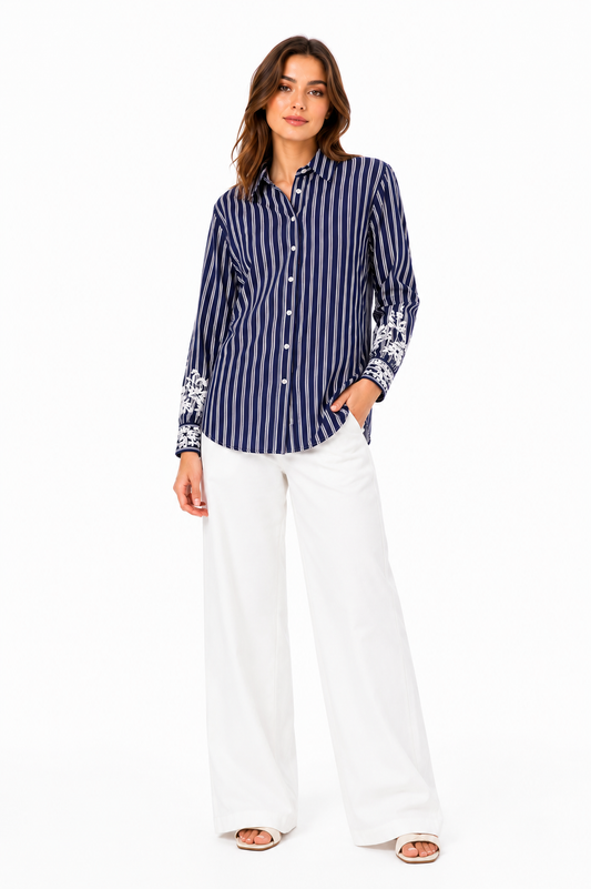 Monari Striped Embroidered Shirt – Product Description