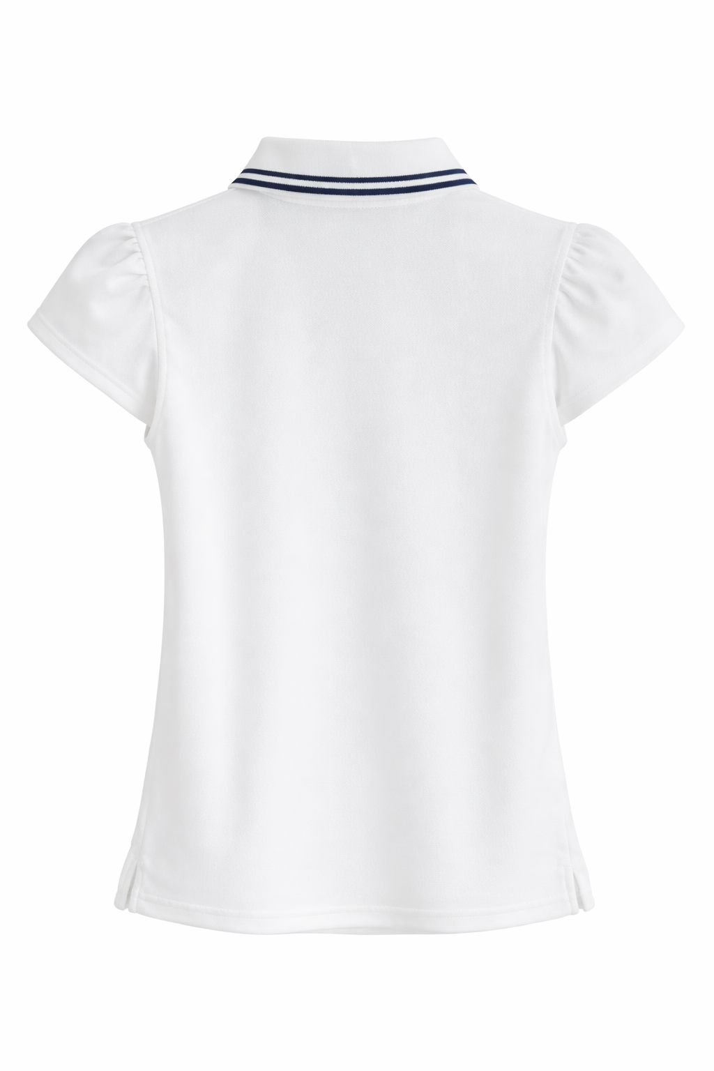 Women’s White Puff-Sleeve Polo Blouse