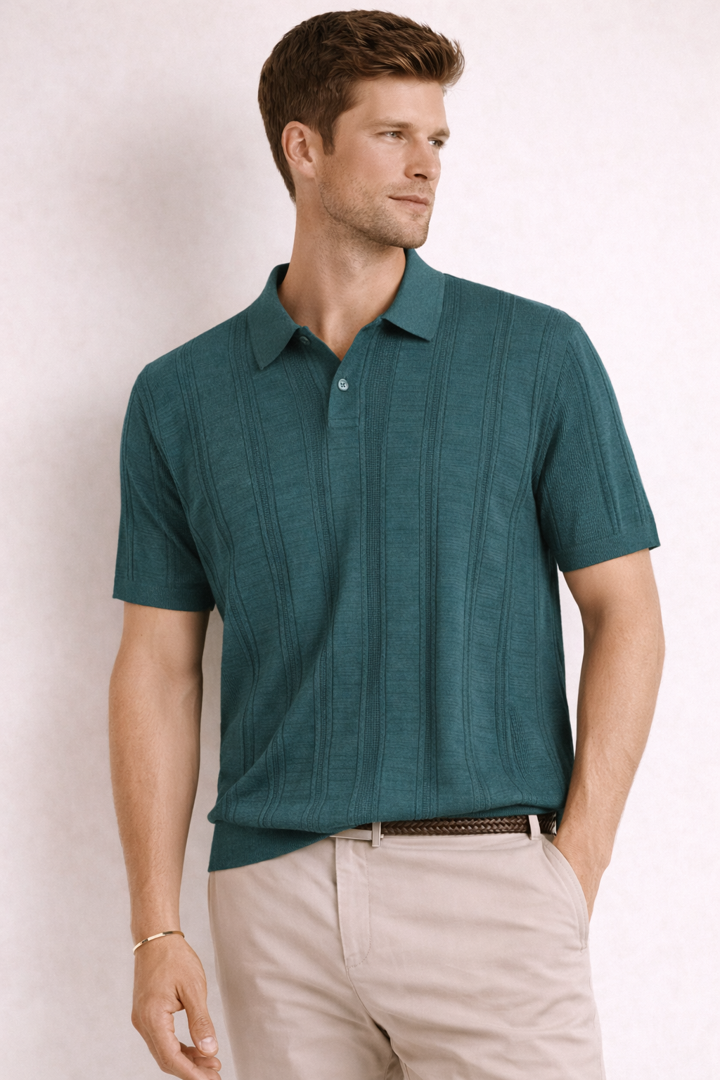Ted Baker London Textured Knit Polo – Deep Teal