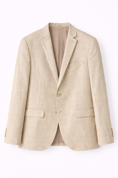Moss London Men’s Linen Formal Blazer – light beige