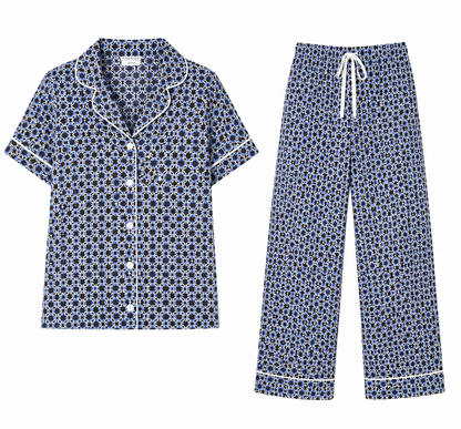 Rose & Lee Blue Geometric Pajama Set