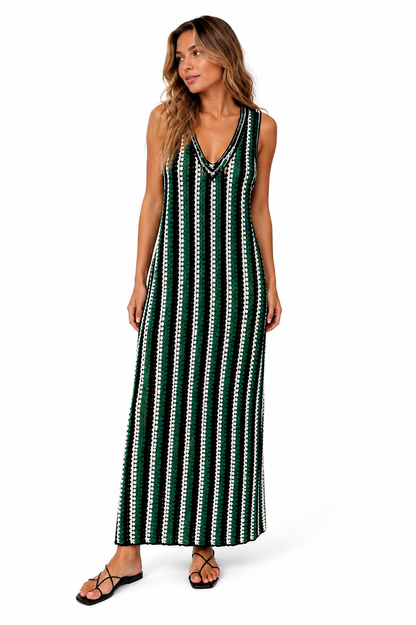 Cashmay Striped Knit Maxi Dress