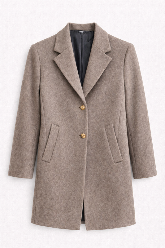 Moss London Taupe Wool Coat - light-brown