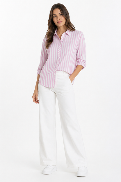 W Pink Striped Button-Up Shirt