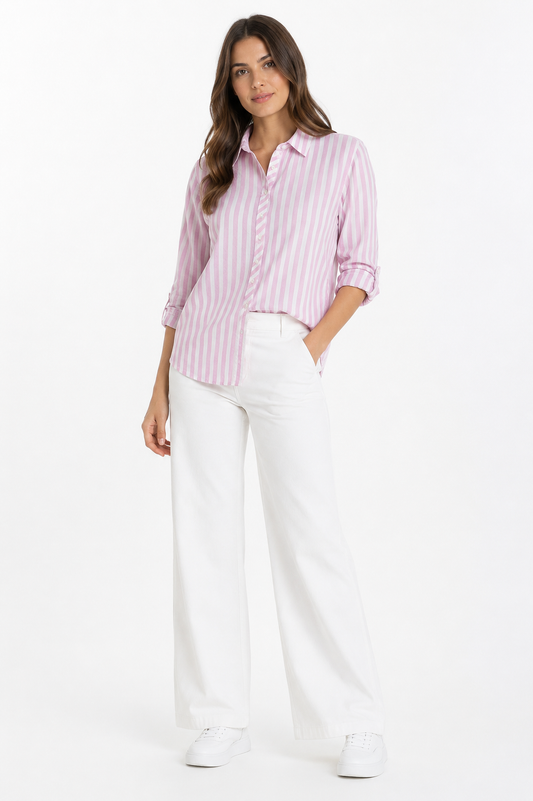 W Pink Striped Button-Up Shirt