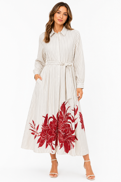 Tommy Hilfiger Striped Floral Shirt Dress – Product Description