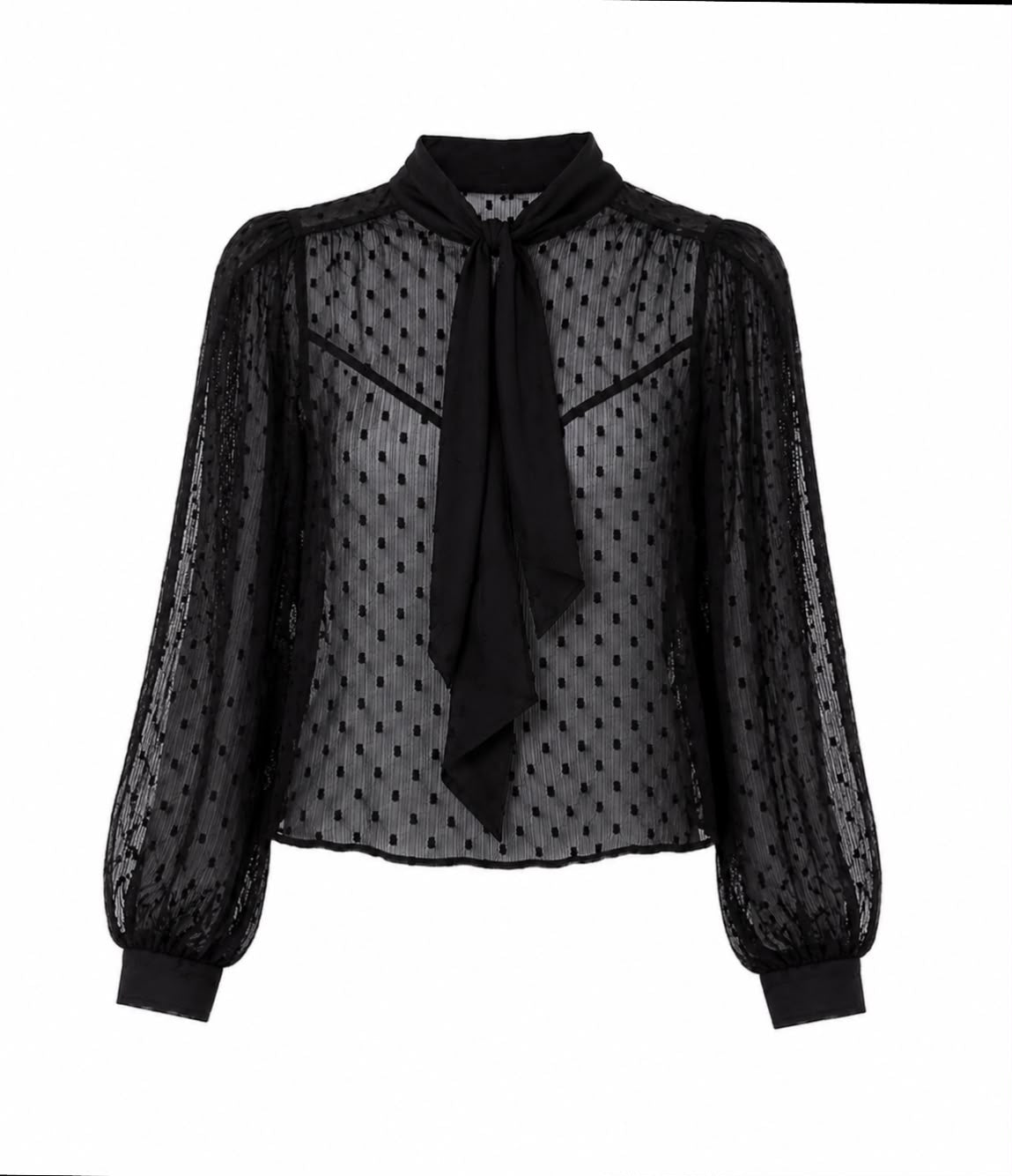 Women's Sheer Dobby Mesh Blouse – Product Description