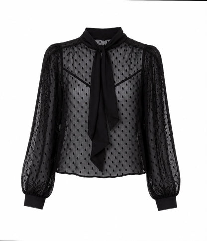 Women's Sheer Dobby Mesh Blouse – Product Description