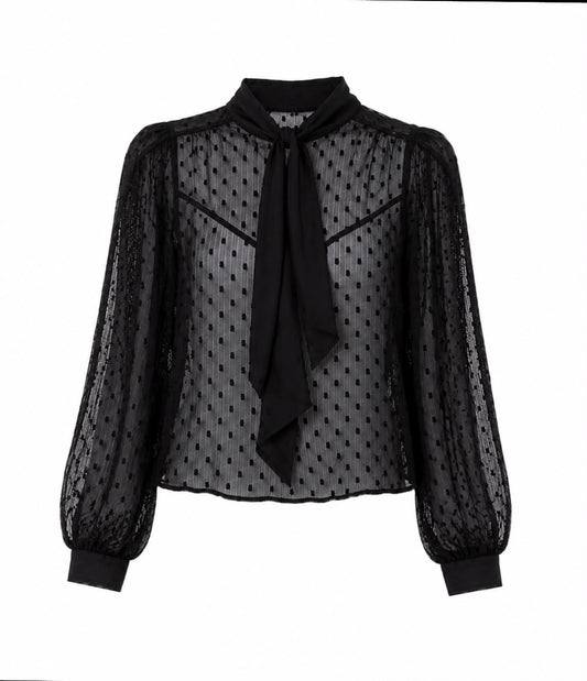Women's Sheer Dobby Mesh Blouse – Product Description