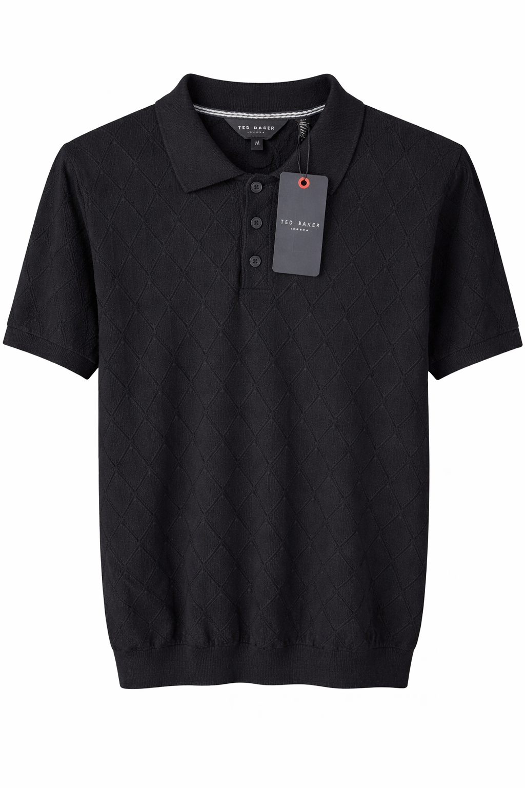 Ted Baker London Textured Knit Polo – Black