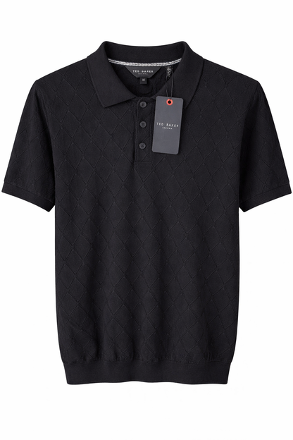 Ted Baker London Textured Knit Polo – Black