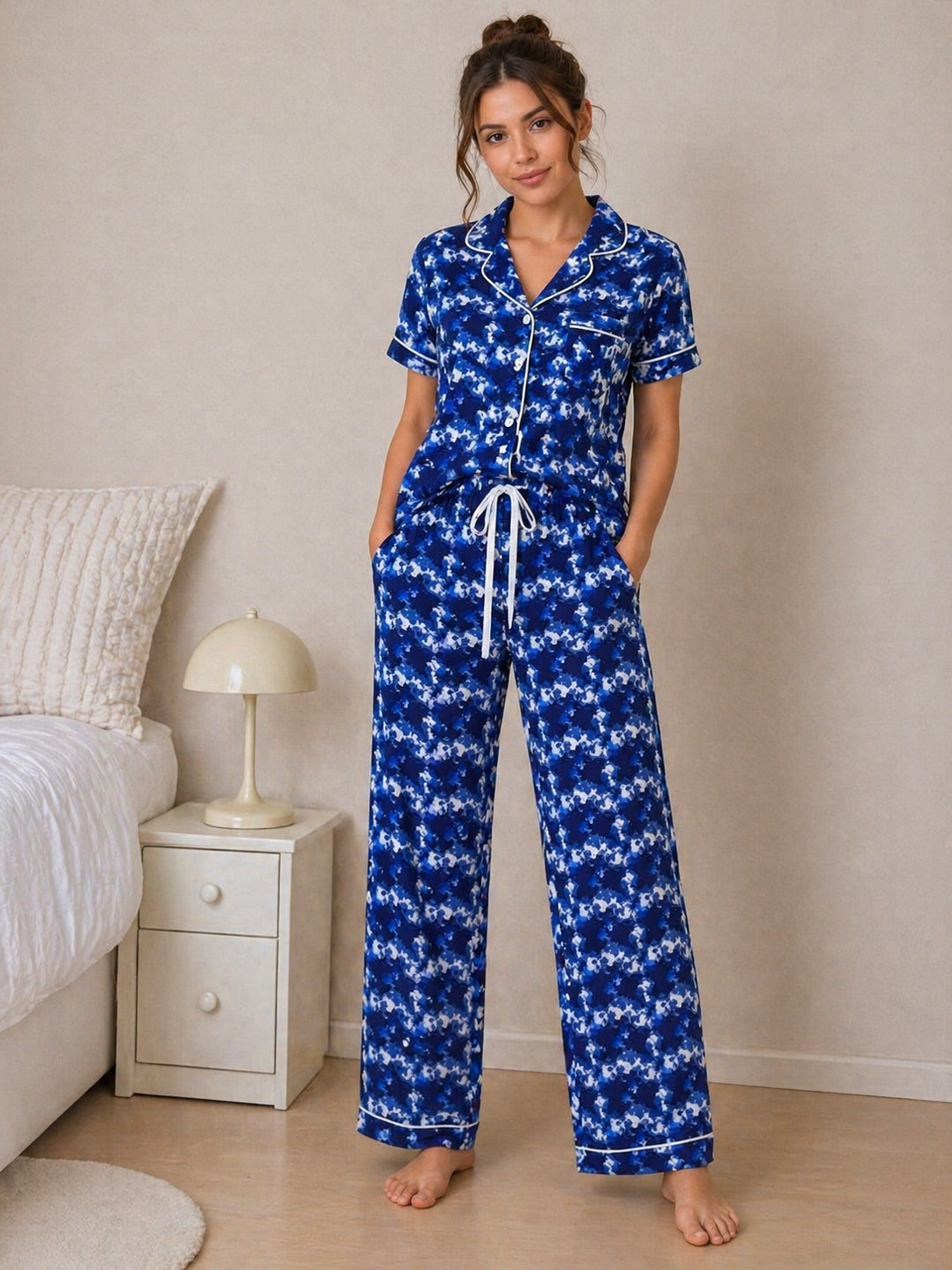 Rose & Lee Blue Abstract Pajama Set