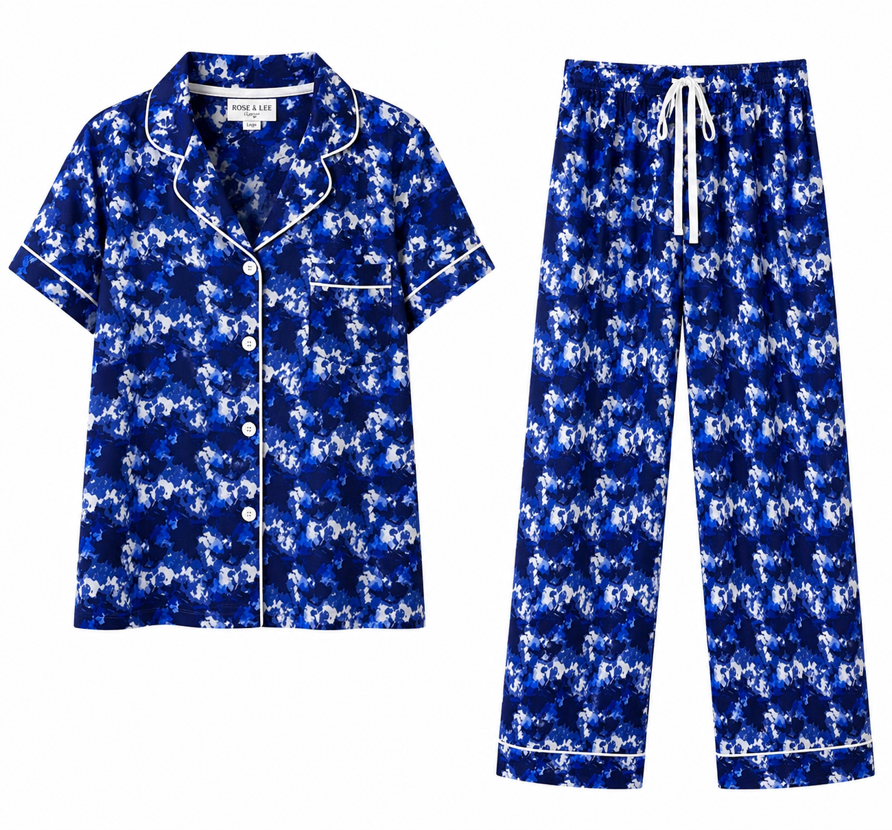 Rose & Lee Blue Abstract Pajama Set