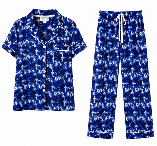 Rose & Lee Blue Abstract Pajama Set