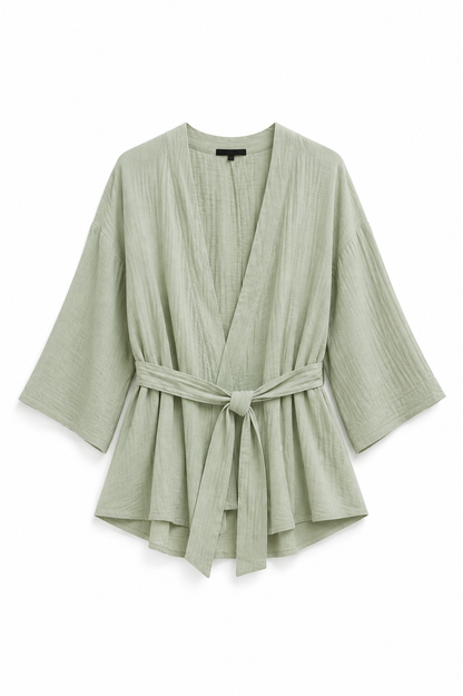 Cardigan Sage Green Belted Jacket