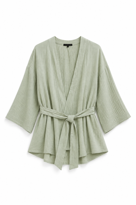 Cardigan Sage Green Belted Jacket