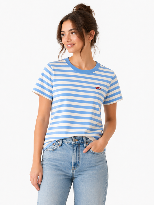 Levi’s Striped T-Shirt – Light Blue & White