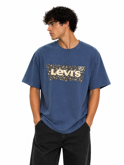 Levi’s Blue Graphic Logo T-Shirt (Floral Batwing Design)