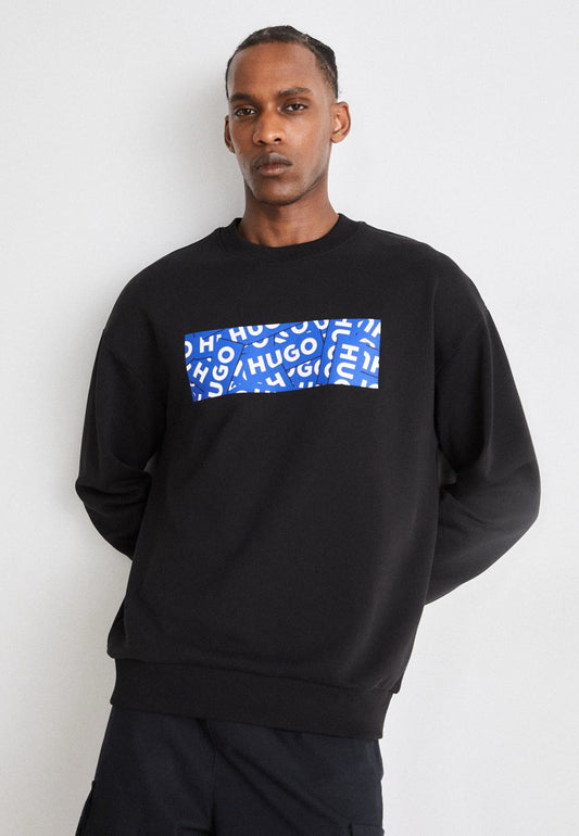 HUGO Black Sweatshirt with Blue Logo Print