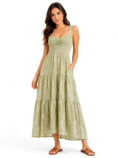 American Eagle Printed Tiered Midi Dress