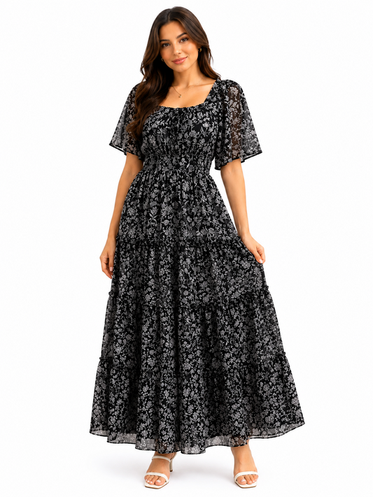Old Navy Floral Smocked Midi Dress