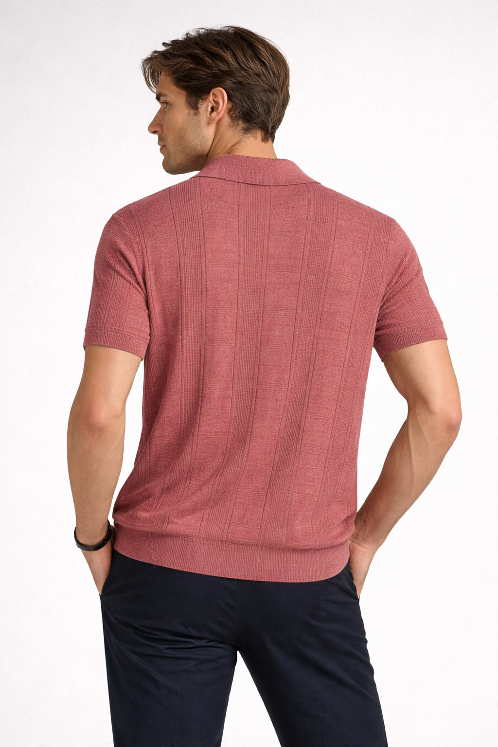 Ted Baker London Textured Knit Polo – Dusty Rose