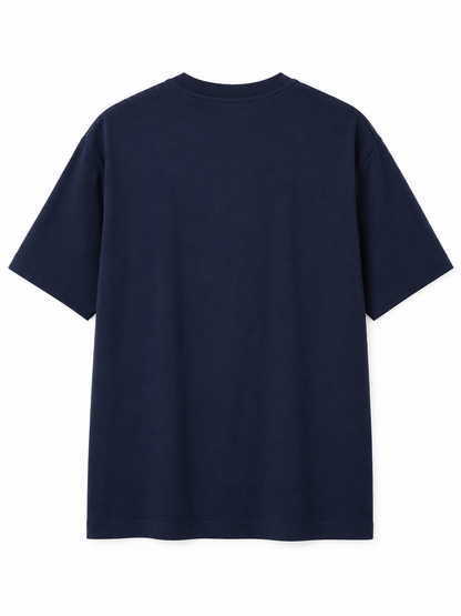 Classic and iconic GUESS short-sleeve T-shirt in a deep navy blue color