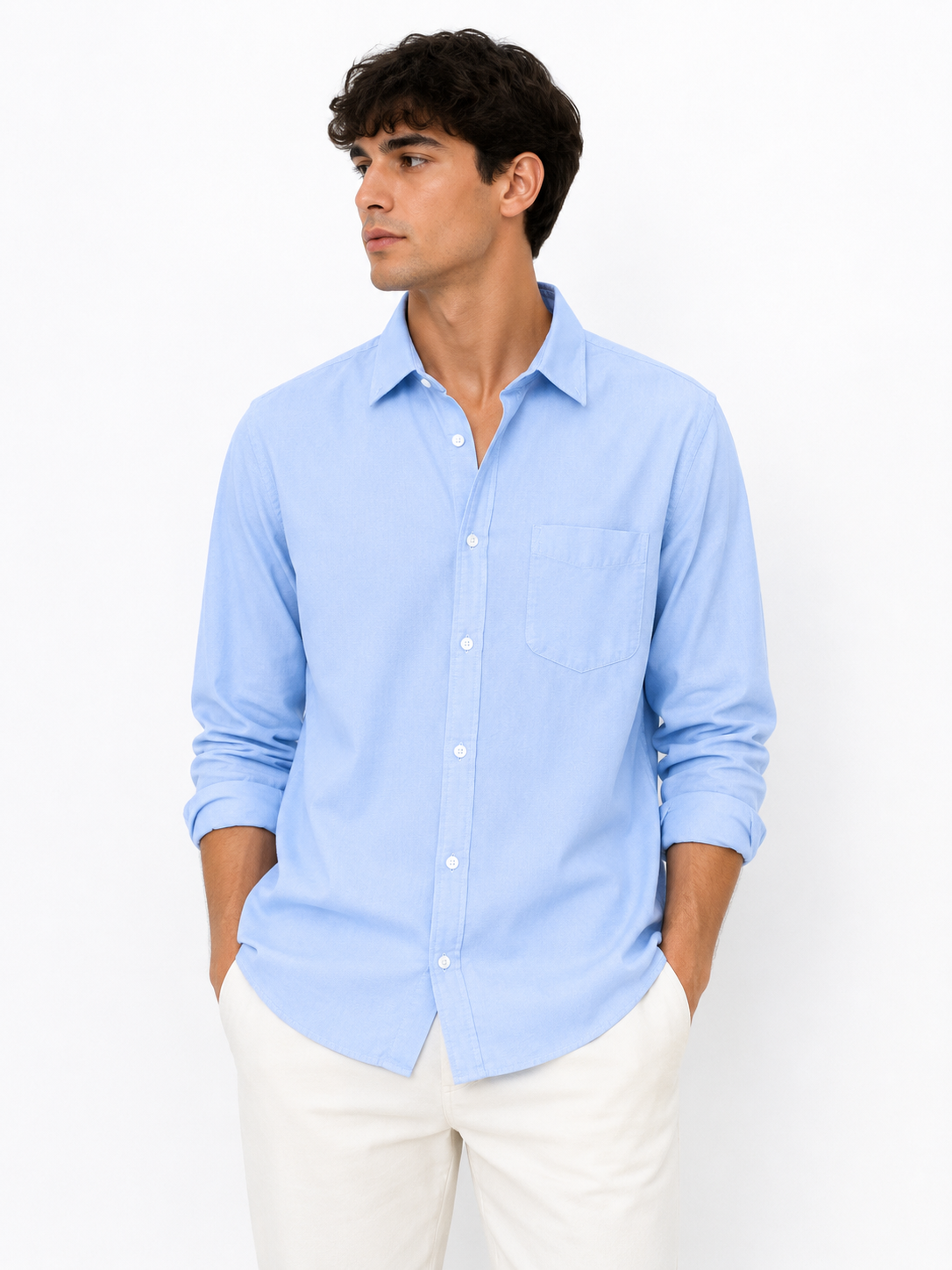Refined and versatile Ted Bernhardtz long-sleeve shirt in a soft light blue color,