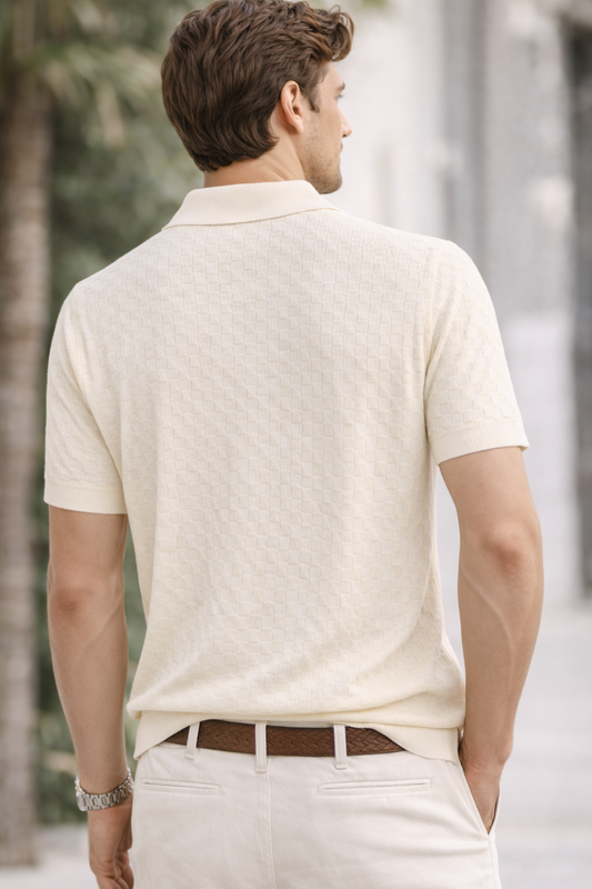 ZARA Textured Knit Polo Blouse