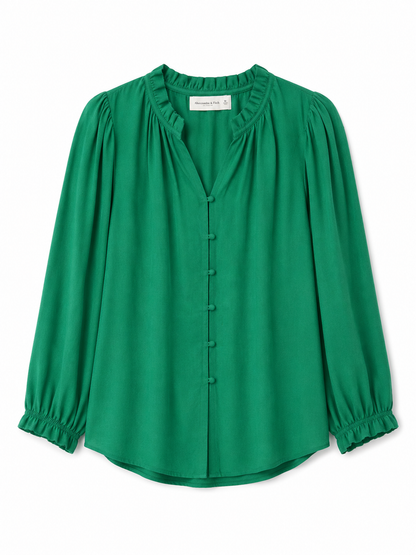 AE Green Button-Front Blouse