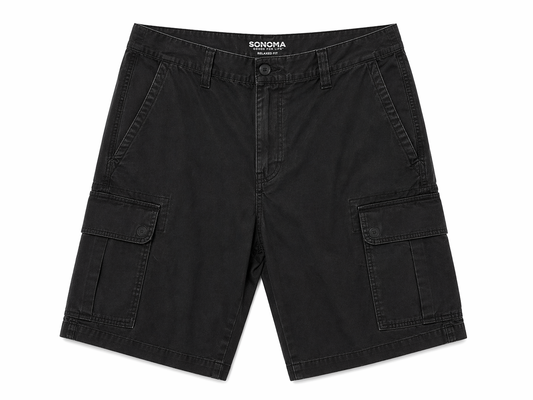 Sonoma Cargo Shorts – Washed Black (Relaxed Fit)