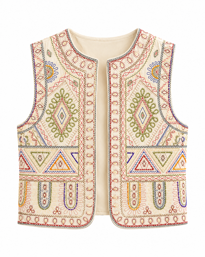 Zara Embroidered Printed Vest – Product Description