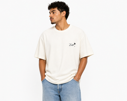 H&M Cream Minimal Graphic T-Shirt