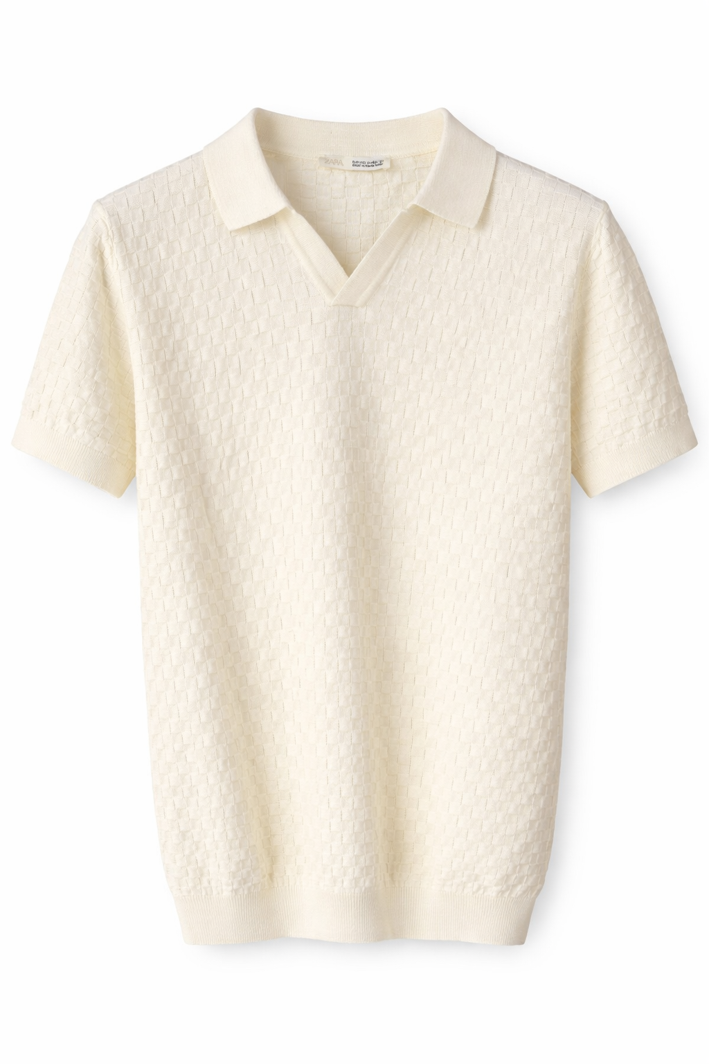 ZARA Textured Knit Polo Blouse