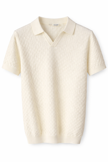 ZARA Textured Knit Polo Blouse