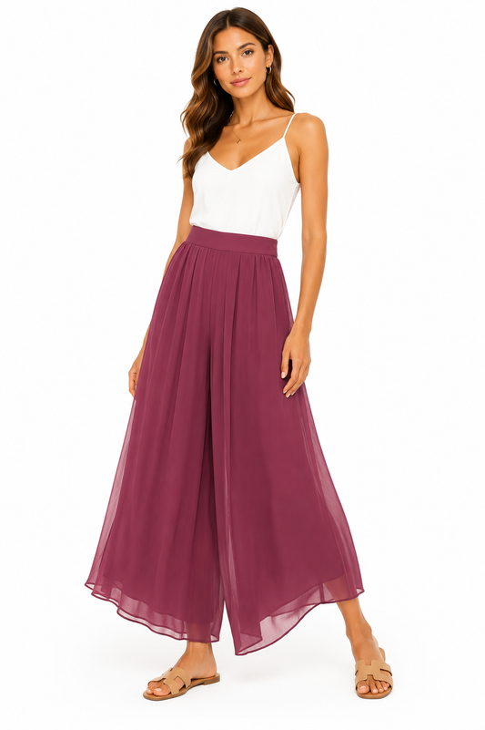 W's Chiffon Wide-Leg Pants – Product Description