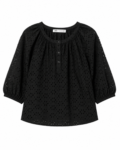Zara – Broderie Anglaise Cotton Blouse