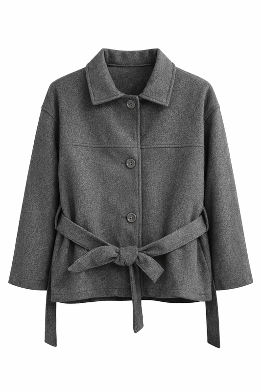 Mango – Dark Grey Belted Jacket