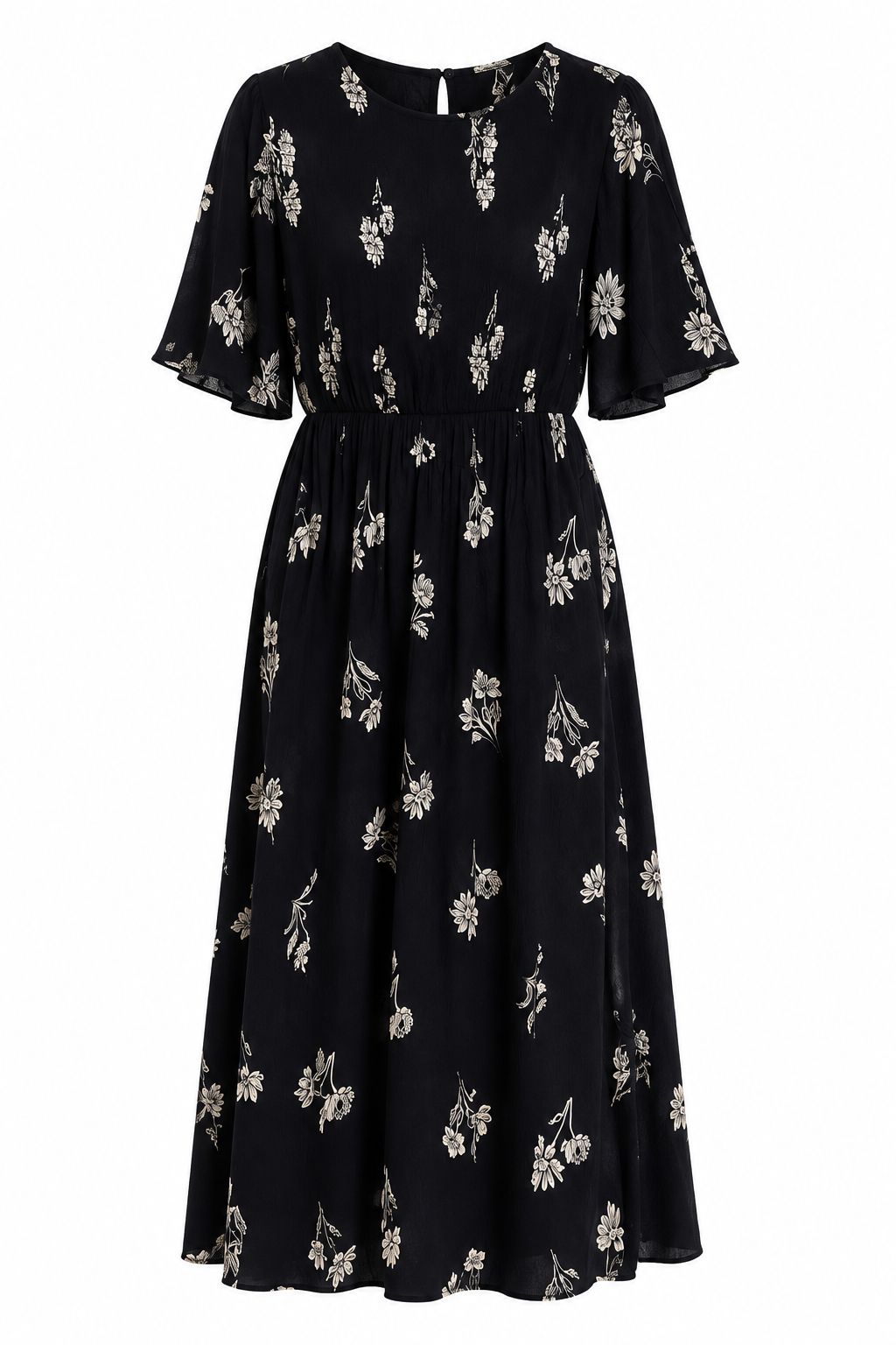 RI Black Floral Midi Dress