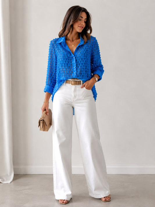 Zara – Textured Sheer Button-Up Shirt